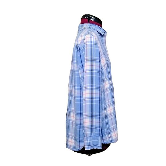 Old Navy Womens The Classic Shirt Plaid Size Large Pocket Pleated Button… - Picture 4 of 6